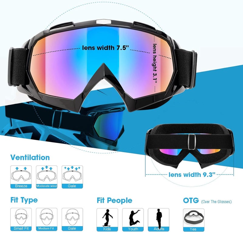 MAMBAOUT Adult Dirt Bike Goggles, 2-Pack ATV Motorcycle Goggles for Men & Women, Wide Vision Riding Off-Road Goggles - Image 2